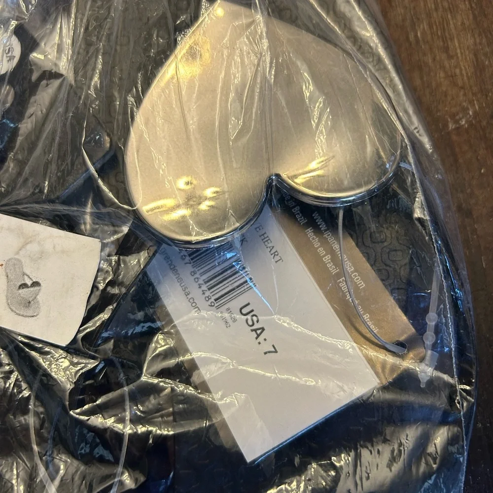 Ipanema Black Flip Flop Sandal with Silver Heart Accent - Picture 2 of 4